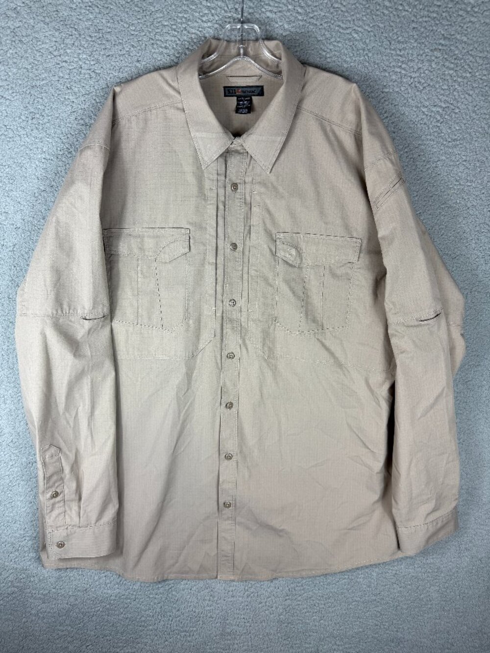5.11 Tactical Men's 3XL Tall Khaki Ripstop Long Sleeve Shirt Style 72399T